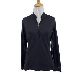Ibkul Shirt Women S Small Black Quarter Zip Mesh Panel Long Sleeve Golf Pullover